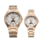 Titan Bandhan Couple Watch Set with Sun-Moon Dial Silver Dial | Rose Gold Stainless Steel Strap