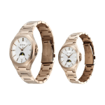 Titan Bandhan Couple Watch Set with Sun-Moon Dial Silver Dial | Rose Gold Stainless Steel Strap - Image 2