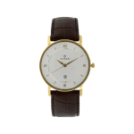 Titan Quartz Analog Watch with Date for Men White Dial | Brown Leather Strap