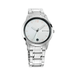 Titan Workwear White Dial Analog Watch with Date for Men Silver Stainless Steel Strap | Quartz Movement