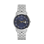 Titan Analog Midnight Blue Dial Day & Date Watch for Men Silver Stainless Steel Strap | Quartz Movement