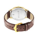 Titan Karishma Radiance Brown Dial Analog Watch for Men with Leather Strap | Gold-Tone Case - Image 4