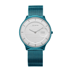 Titan Edge Murals White Dial Analog Watch for MennBlue Stainless Steel Mesh Strap | Quartz Movement
