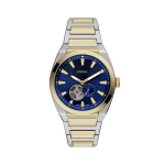 Fossil Everett Men Automatic Blue Dial Watch Two-Tone Stainless Steel