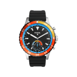 Fossil Q Crewmaster Hybrid Smartwatch for Men Black Dial Stainless Steel Case | Black Silicone Strap