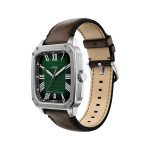 Fossil Crosby Analog Green Dial Watch for Men, Brown Leather 42mm Stainless Steel Case - Image 3